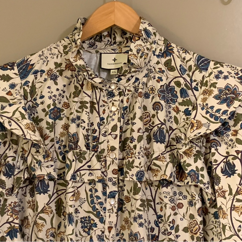 Tuckernuck Wildwood Chintz Winnie Snap Button Up Blouse Size XXL - Picture 6 of 16